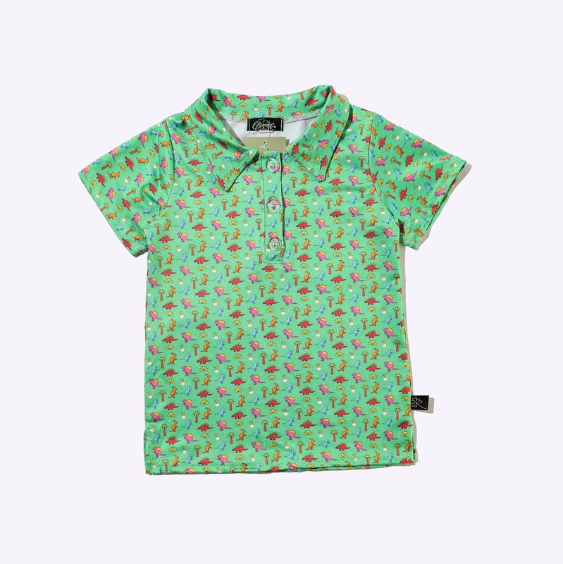 Neon Dino Boy Collar Shirt