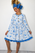 Blue Rose Chinoiserie Girls Dress