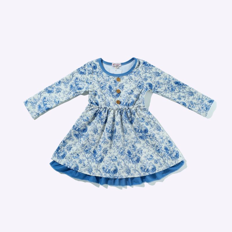 Blue Rose Chinoiserie Girls Dress