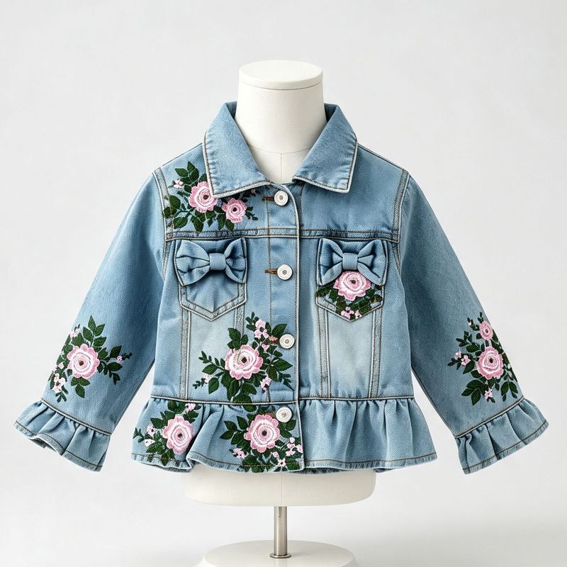 Painted Distressed Rosebud Jean Jackets