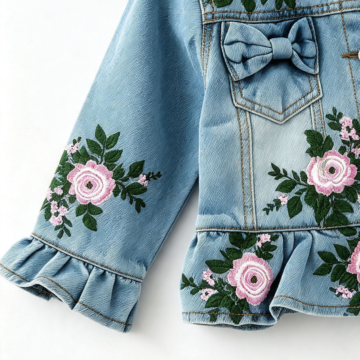 Painted Distressed Rosebud Jean Jackets