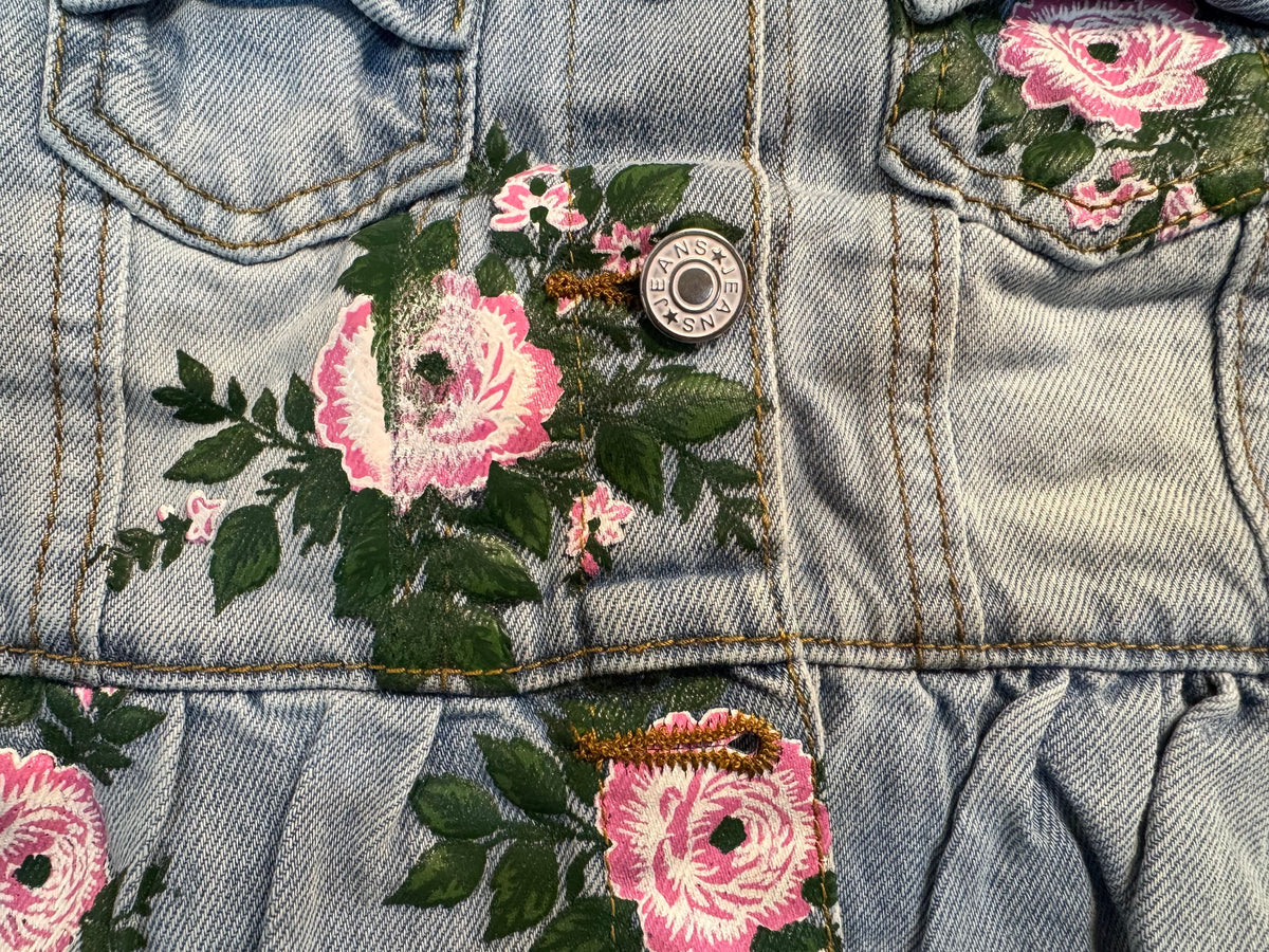 Painted Distressed Rosebud Jean Jackets