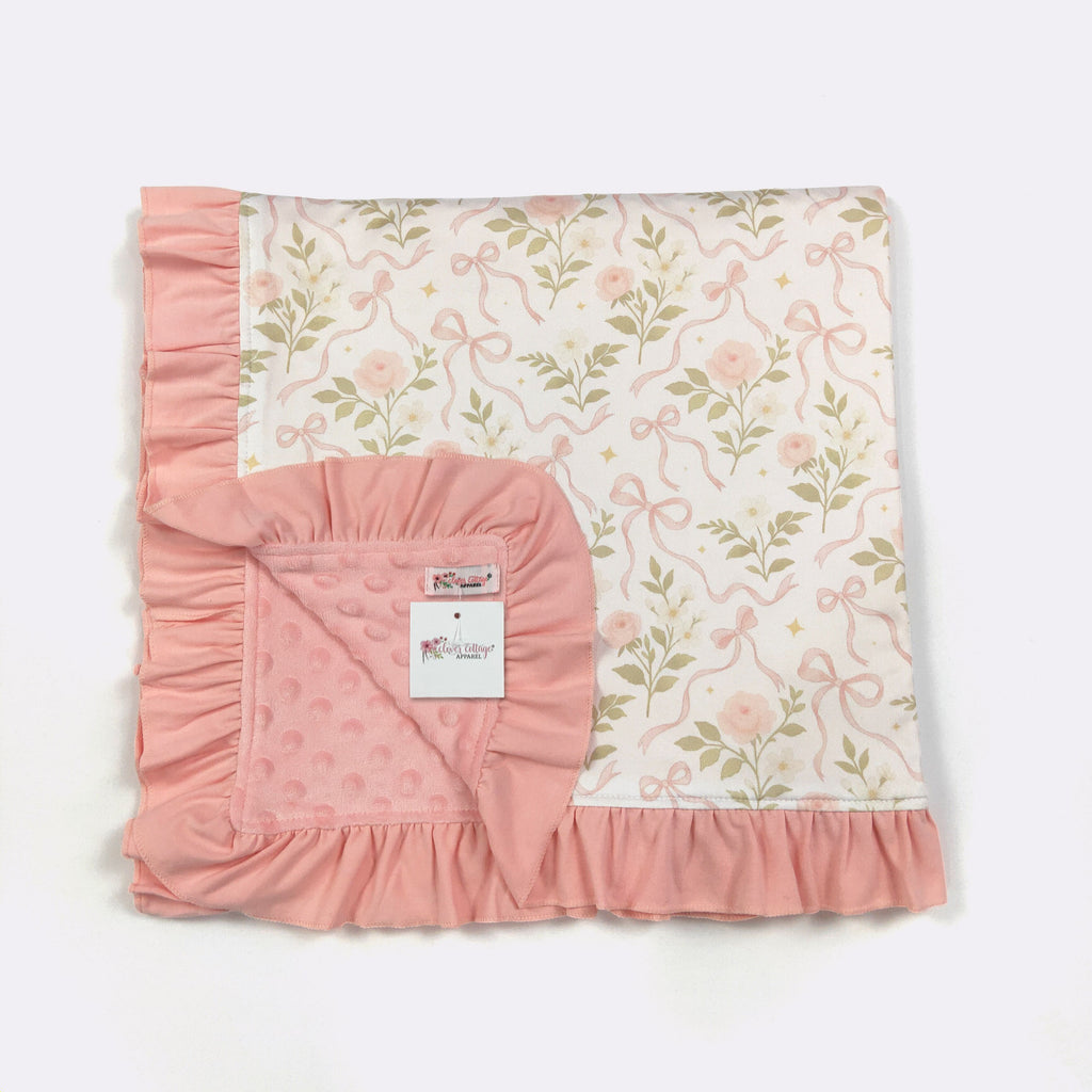 Blush Ribbon Rose Gown and Blanket Set